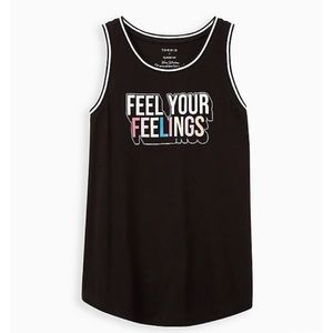 NEW Torrid 3 Classic Fit Ringer Tank - Feel Your Feelings Black